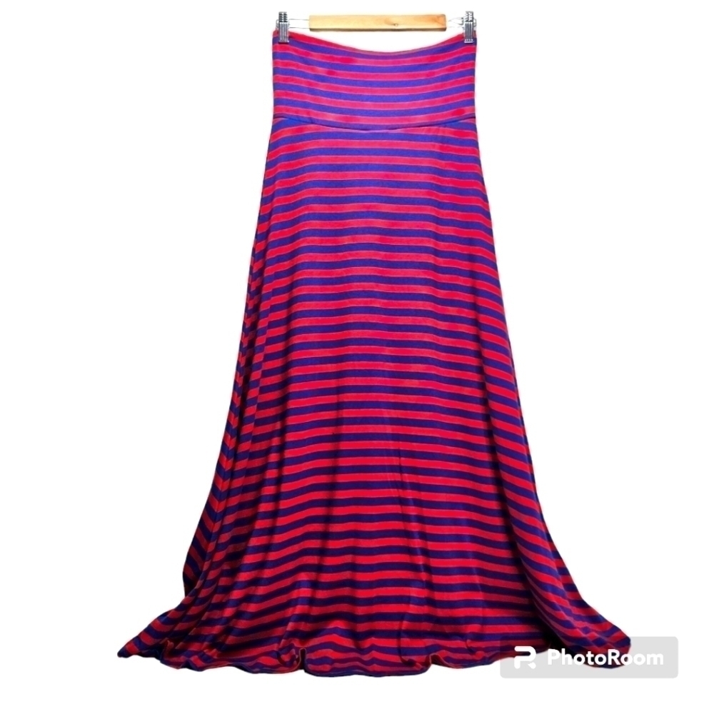 LulaRoe Blue and Red Stripped Maxi Skirt Size XS